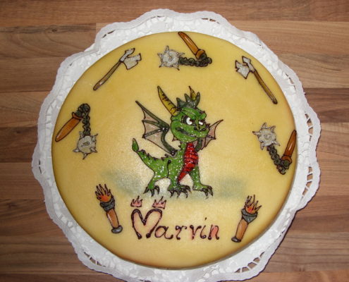 Torte mit Marzipandecke und Airbrushbild