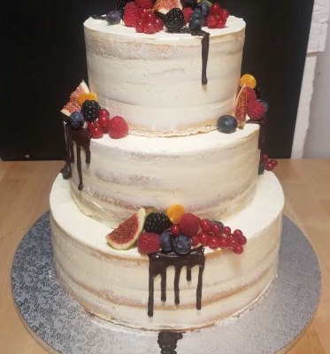 Hochzeitstorte Mini Drip mit Früchten